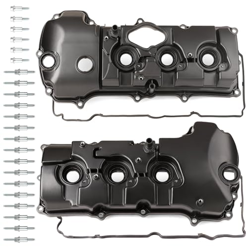 MITZONE Aluminum Valve Cover Set Left and Right Compatible with 2014-2019 Ford Explorer Flex Taurus Lincoln MKS MKT 3.5L Turbo Replace FG1Z-6582-E FG1Z-6582-C