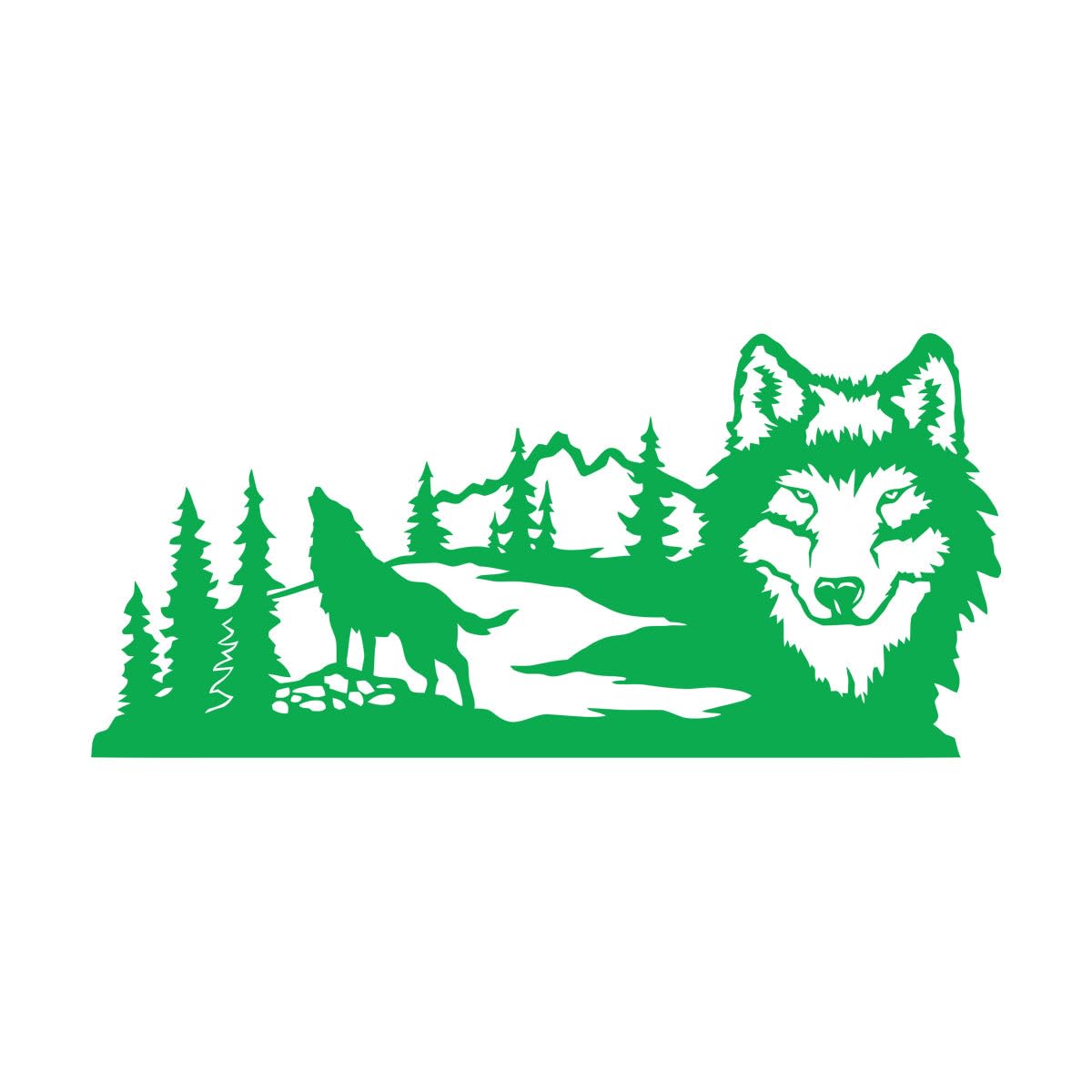 Wolf Mountain Tree Scene Wall Decal Wolves Living Room wall Sticker Home Decoration Vinyl Decals Mural Small - 20x43cm — image 1