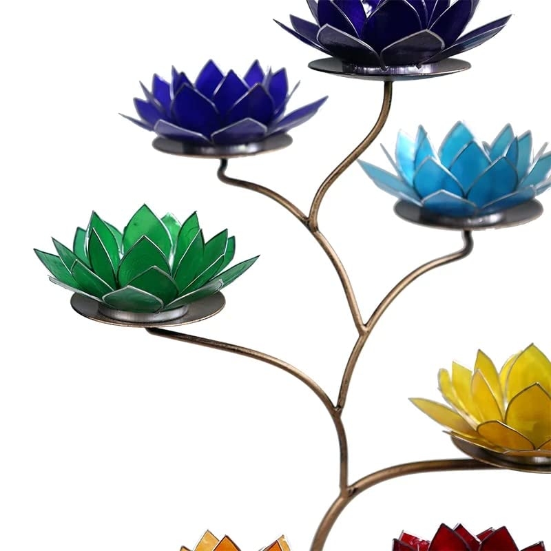Display für 7 Chakra Lotus-Kerzenhalter Metal - 57x35 cm