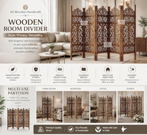 Image of Partition for Living Room,Divider,Partition Wall Room Divider Screen Separator, Wall Panel Divider for Hall | Bedroom |Office | Puja Room | Restaurant S Design (4ft 5 Panel Antique)