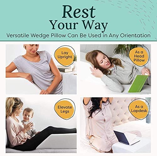 Bedding Studio Leg Elevation Pillow - Foam Wedge Pillow for Leg Rest Support - Quilted Washable and Breathable Cover - Reduces Back, Knee Pain - Improves Circulation and Post Surgery Recovery