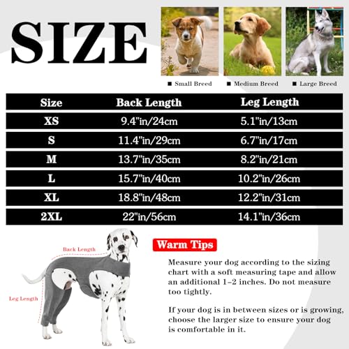 Yoolhamy Chirurgie-Genesungsanzug für Hunde, Bein-Wundschutz, Ellenbogenschutz, Kegel-Alternative, verhindert Lecken und Beißen, langärmelig, Grau, Größe S