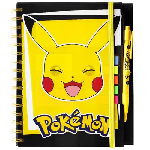 The Geeky Pop Pokémon Pikachu – Carnet A5 avec Stylo & Notes Colorées | Cahier de Notes 15x21 cm | Journal Intime Enfant, Fourniture Scolaire, Cadeau...