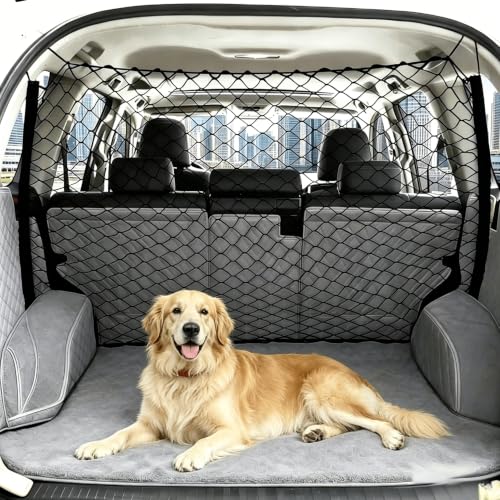 STARROAD-TIM Dog Car Barrier Vehicle Pet Barrier Backseat Mesh Dog Car Divider Net with Adjusting Rope and Hook Suitable for SUV Pickup and Small Car (47in x 35in)