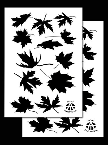 Acid Tactical 2 Pack - 9x14 Single Design Camouflage Airbrush Spray Paint Stencils - Duracoat Gun (Leafy Maple)