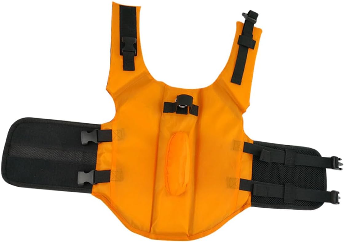 Dog Swimwear Vest with Shark Fin, Adjustable Life Jacket for Small to Large Dogs, Orange M Size, Pet Safety Floatation for Swimming and Boating
