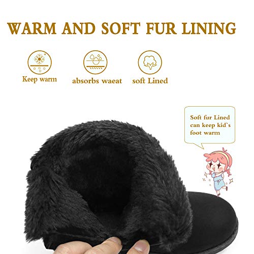 festooning Girls & Toddler' Faux Fur Shearling Style Boots, Girls Warm Winter Flat Non-Slip Zip Snow Boots for Indoor Outdoor(Toddler/Little Kid/Big Kid)2