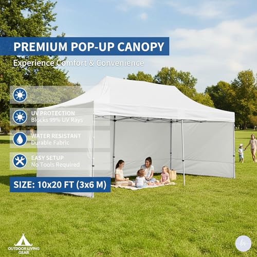 Image of BEYOND SKY 10 x 20 FT Pop Up Gazebo Canopy Tent with 3 Side Walls and Curtains, Heavy Duty Waterproof Outdoor Canopy, Height Adjustable Sun Shade for Garden, Terrace, Camping & Events, Red (50 kg)