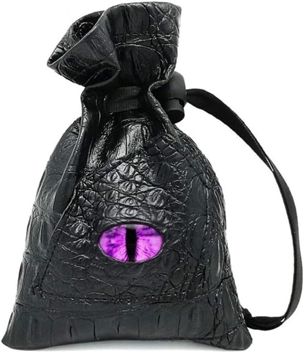 Drawstring Dice Bag PU Leather DND Dice Pouch Tarots Oracle Cards Storage Bag Gift Coins Jewelry Accessories - Green Eye