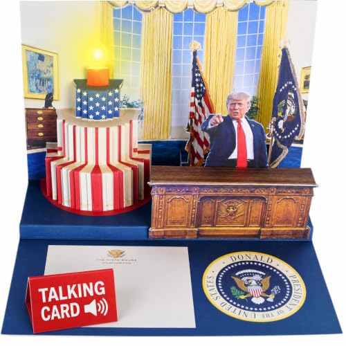 Donald Trump Pop Up Birthday Card with Real Voice & Music - 3D Oval Office
