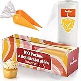 BakeBuddy Poches à Douilles Jetables Professionnelles (100 pièces, L/47 cm) Poches à p...