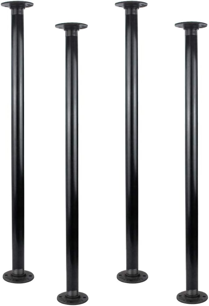 GeilSpace 28" Industrial Grey Pipe Table Legs, Heavy-Duty Metal Pipes and Flanges for Custom Vintage Tables and Furniture, Rustic DIY Desk Legs, Shelf Support, Set of 4 (1" × 28", Grey)