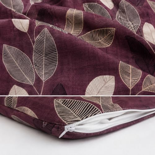 Image of Super Premium Quilt Cover Double Bed with Zipper Blanket Cover /rajai Cover /Comforter Cover /Duvet Cover King Size Soft Cotton Skin Friendly Stuff 90x100 Inches, Wine Leaf Print | TC - 300