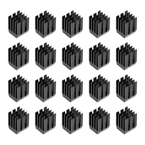 sourcing map Heatsink with Thermal Conductive Adhesive Tape 9 x 9 x 12mm Black 20pcs