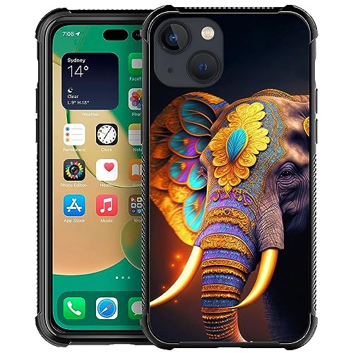 TAMEFOX Case Compatible with iPhone 13,Beautiful Elephant Four Corners with Bumper Shockproof Anti-Slip Protective Case for iPhone 13 6.1 inch