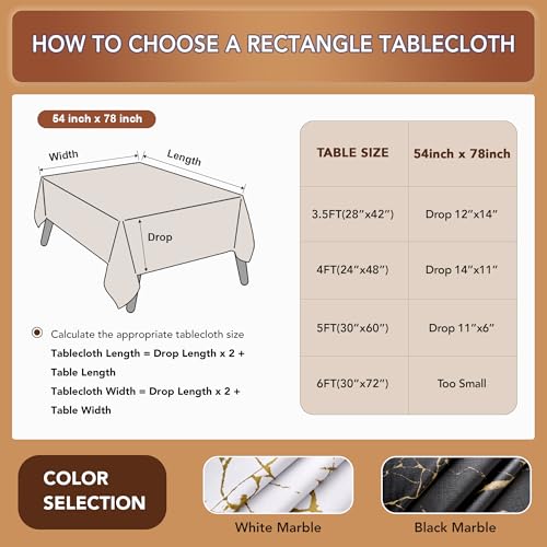 Image of sancua 100% Waterproof Vinyl Tablecloth 54x78 Inch, Rectangle PVC Table Cloth for Picnic, Oil-Resistant Spill-Proof Wipeable Table Cover for Dining, Kitchen, Parties, Indoor and Outdoor, Black Marble