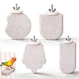 4 Stück Vogel Sitzstange aus Mineralstein, Naturstein Sitzstange für Vögel Wellensittich Sitzstangen Natürliche Knabberstange Schnabel Schleifstein für Spiel und Krallenpflege