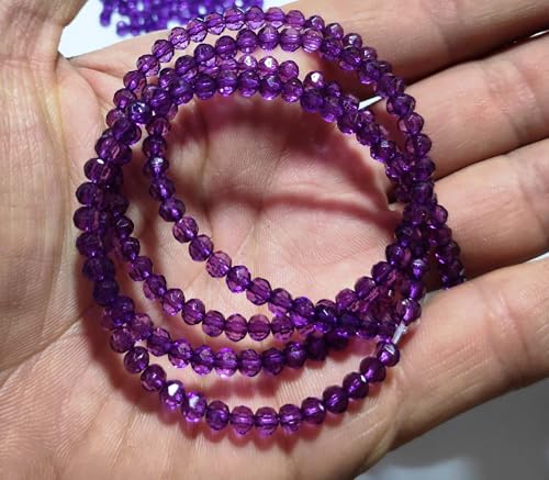 Image of GoSetGet! 4mm Rondelle /Tire (1000 Pcs) Dark Purple Crystal Macrame Plastic Beads for Arts, Crafts & Decoratives-High Sparkle Cutting Crystal Beads for Macrame, Jhula, Torana, Jhumar (Darkpurple)
