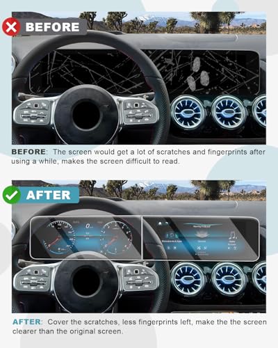Image of CDEFG 2Pcs Tempered Glass for 2020-2025 Mercedes Benz GLA GLB CLA / 2022-2024 Mercedes Benz EQB Screen Protector Dual 10.25 inch Displays, for GLA GLB CLA EQB Accessories Screen Cover