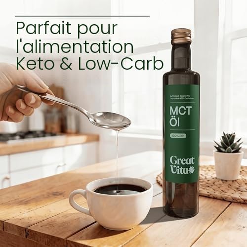 MeaVita Huile MCT C8 + C10, MCT Oil 70% C8 (Acide Caprylique) - Lot 2x 500ml (1 Litre), Issue d'Huile de Noix de Coco, Café Bulletproof Keto Paleo, Vegan, Sans Gluten, Sans Sucre – vue 4