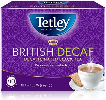Tetley British Blend Premium Decaf Black Tea, Decaffeinated Tea, 40 Teabags (Pack of 6), Rainforest Alliance Certified