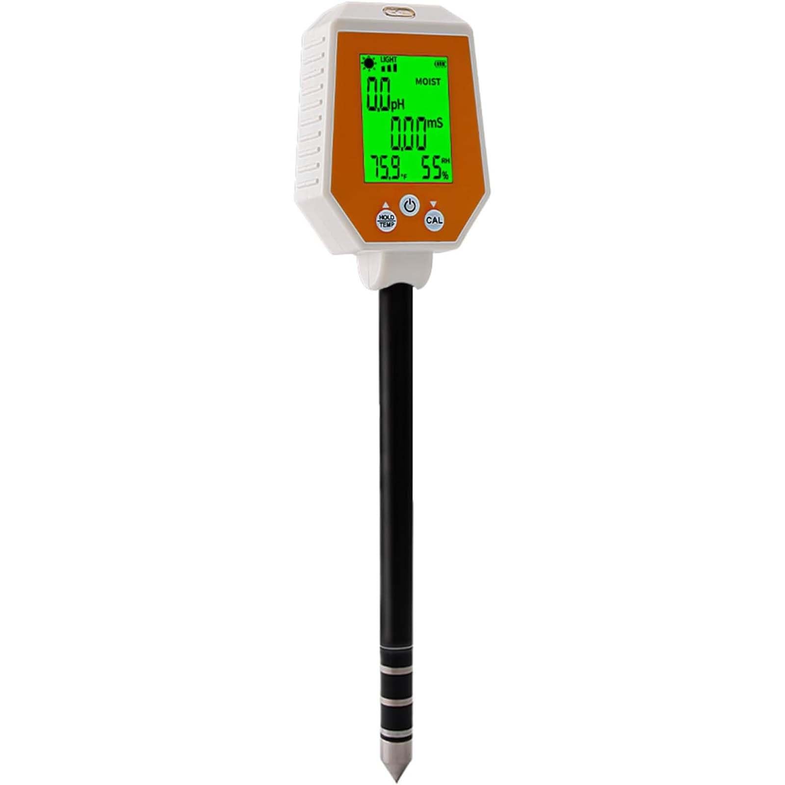 Tester gleby - 6 w 1 pH, EC, wilgotność powietrza, temperatura - higrometr cyfrowy o wysokiej dokładności ze zdejmowanym panelem do ogrodnictwa i rolnictwa