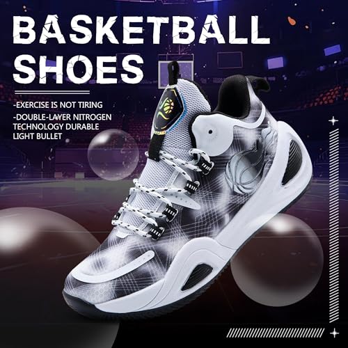 Image of Men's Basketball Shoes Fashionable Breathable Anti Slip Sports Shoes Outdoor Running Fitness Training Shoes