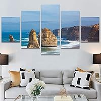 SIGNWIN 5 Panel Canvas Wall Art Modern Art Beach Coastal Multicolor Photography Relax/Calm Romantics for Home Decorations Ready to Hang - 60