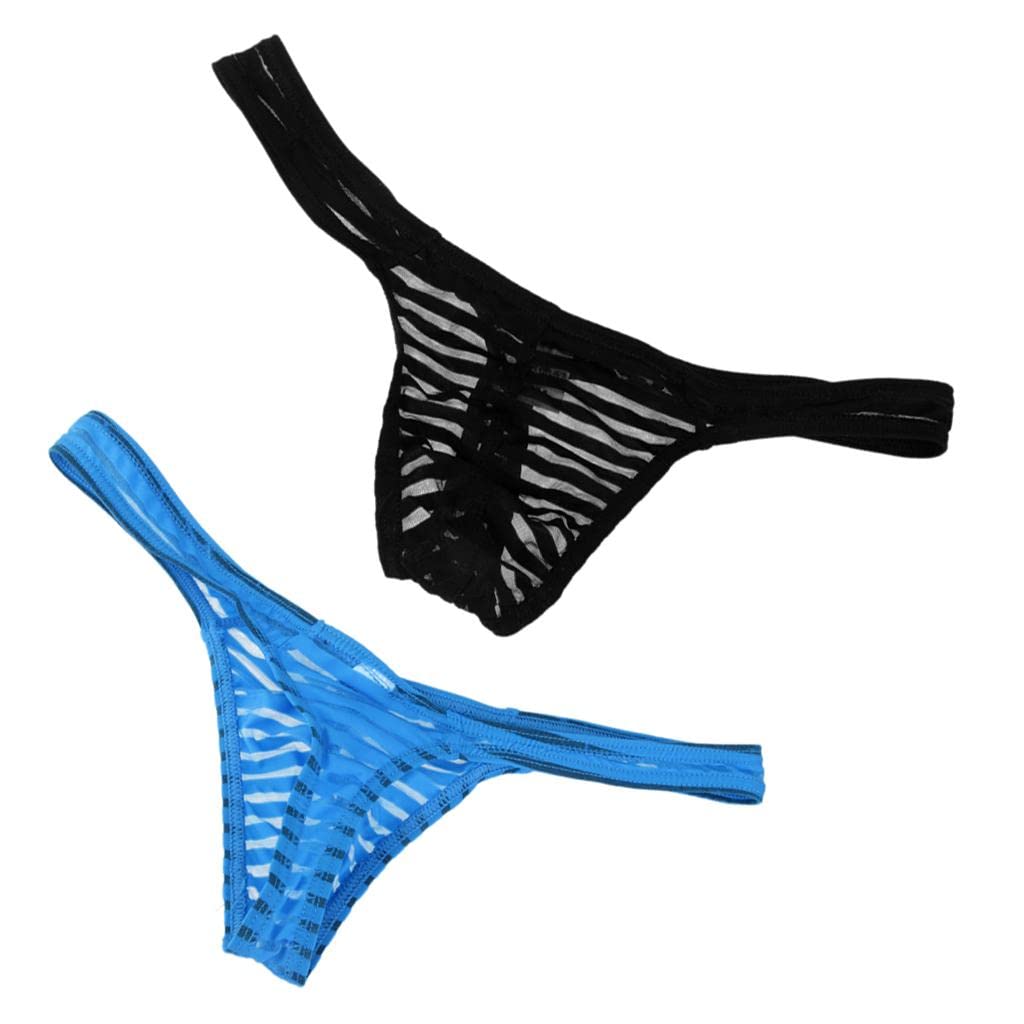 bnf Mens Sheer Mesh G-String Underwear Thong | Breathable T-Back Pouch Briefs for Men | Comfortable Lingerie | Nylon Spandex Fabric in Black & Blue | Size L-picture-43