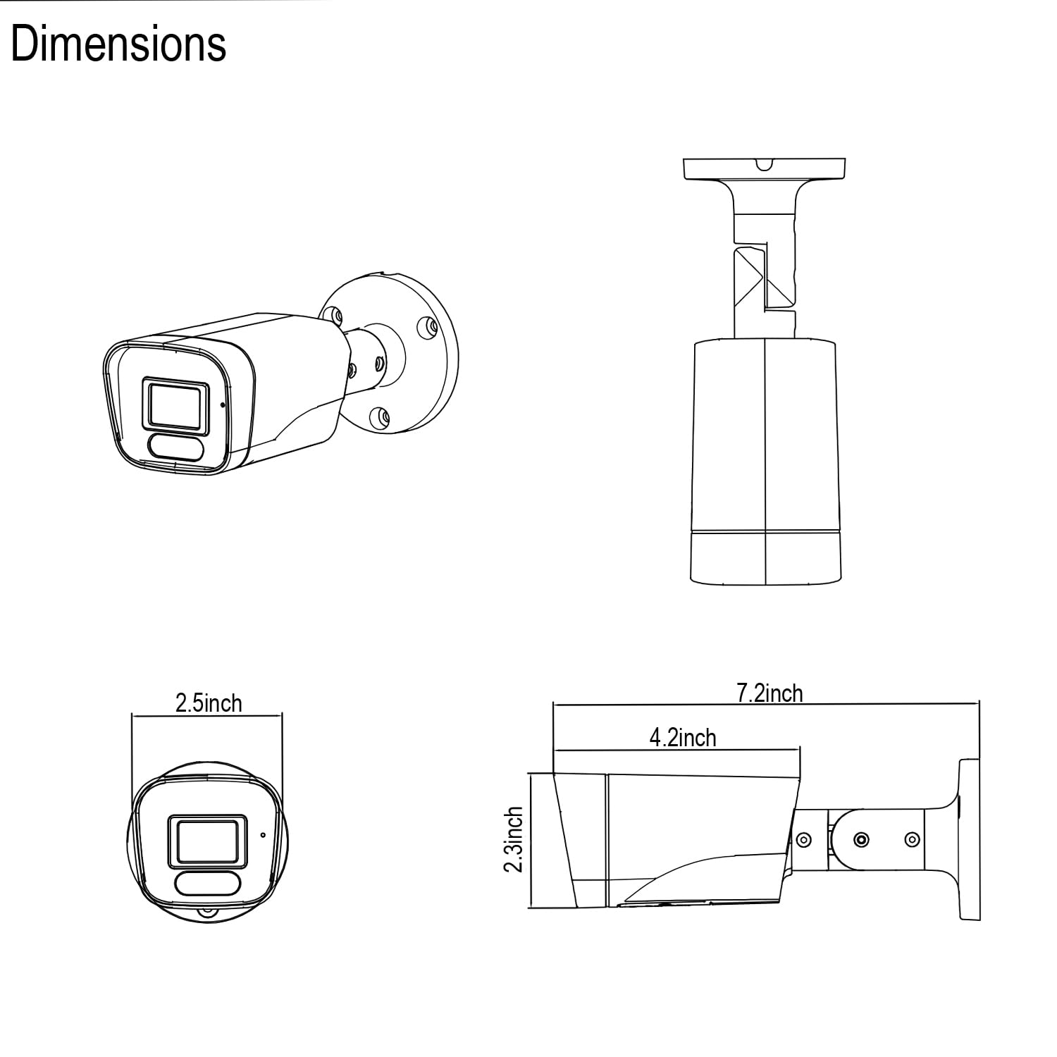5MP Bullet TVI CCTV Security Analog Camera, 2.8mm Lens, 100° Wide Viewing Angle Outdoor, (Quadbrid 4-in1 HD-CVI/TVI/AHD/CVBS), Full Metal, ONLY Compatible with 5MP and 8MP DVR