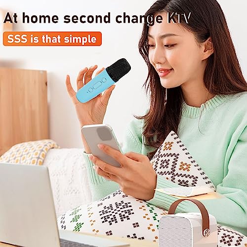 Conjunto de mini máquina de karaokê, alto-falante portátil estéreo Bluetooth com 2 microfones sem fi