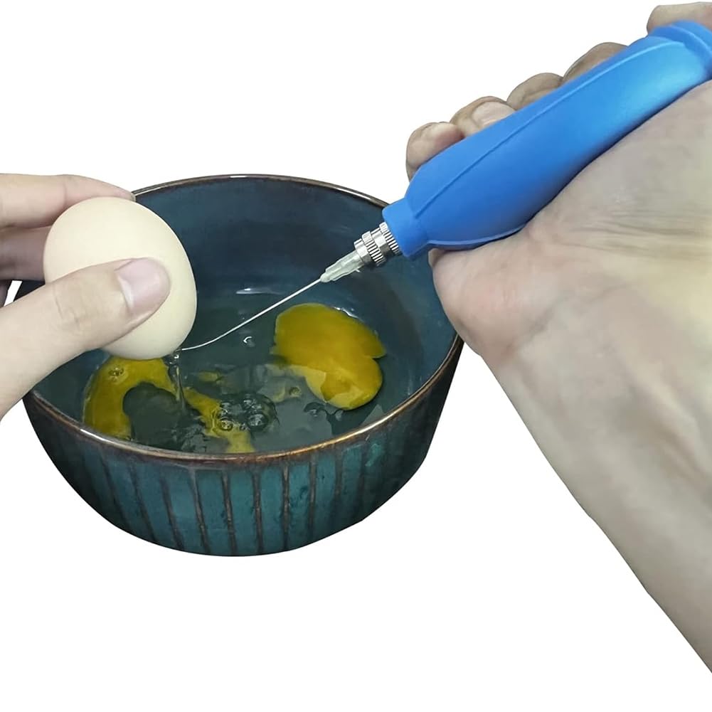 Soplador de huevos simple, herramientas para vaciar huevos, bomba de huevos y taladro con un agujero, accesorios para hacer huevos de Pascua, juego de decoración de huevos ucraniano, azul