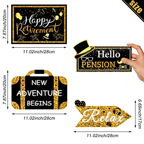 20 Pieces Retirement Party Decorations Happy Retirement Banner Sign Directional Retired Yard Sign For Happy Retirement Party Supplies, 10 Styles (Black, Gold, White) #TOP1