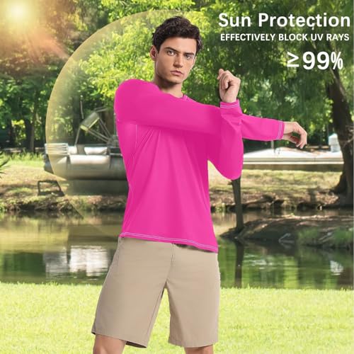 Comfortable Round Neck UV Sun Protection Long Sleeve Shirts Outdoors Men's Rash Guard Shirts Deep Colorful4