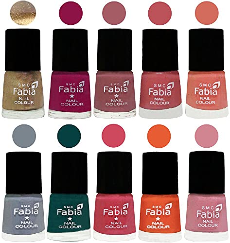 Image of ALL IN ONE (PACK OF 10), Long Lasting Glossy Nail Polish, 6 ml Each, All Vibrant Colours,01910