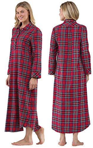Pajamagram Flannel Nightgown - Women Nightgown, Red Stewart Plaid, Sm #TOP1