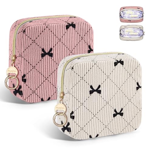 2 Piezas Neceser Compresas Pequeño Bolso de Almacenamiento Neceser para Compresas Algodon Tampones Bolsa Menstrual con Cremallera de Servilletas Sanitarias Bolsas Regalo para Adolescentes Niñas Mujer