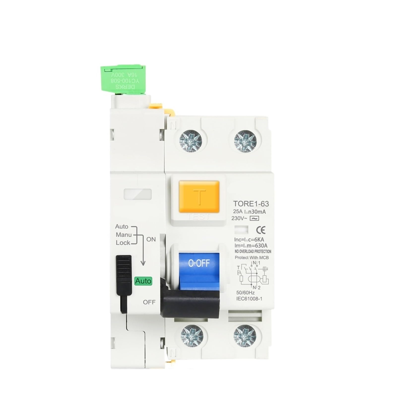 RCCB RCD 2P 10mA automatique Myrrhe disjoncteur différentiel 63A pour protection domestique