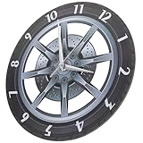 Estética industrial distintiva: con engranajes estilizados que recuerdan a llantas de coche, este reloj añade un toque industrial llamativo que complementa espacios como oficinas, habitaciones infantiles o tiendas temáticas de automóviles. reloj de pared con forma de rueda de coche
