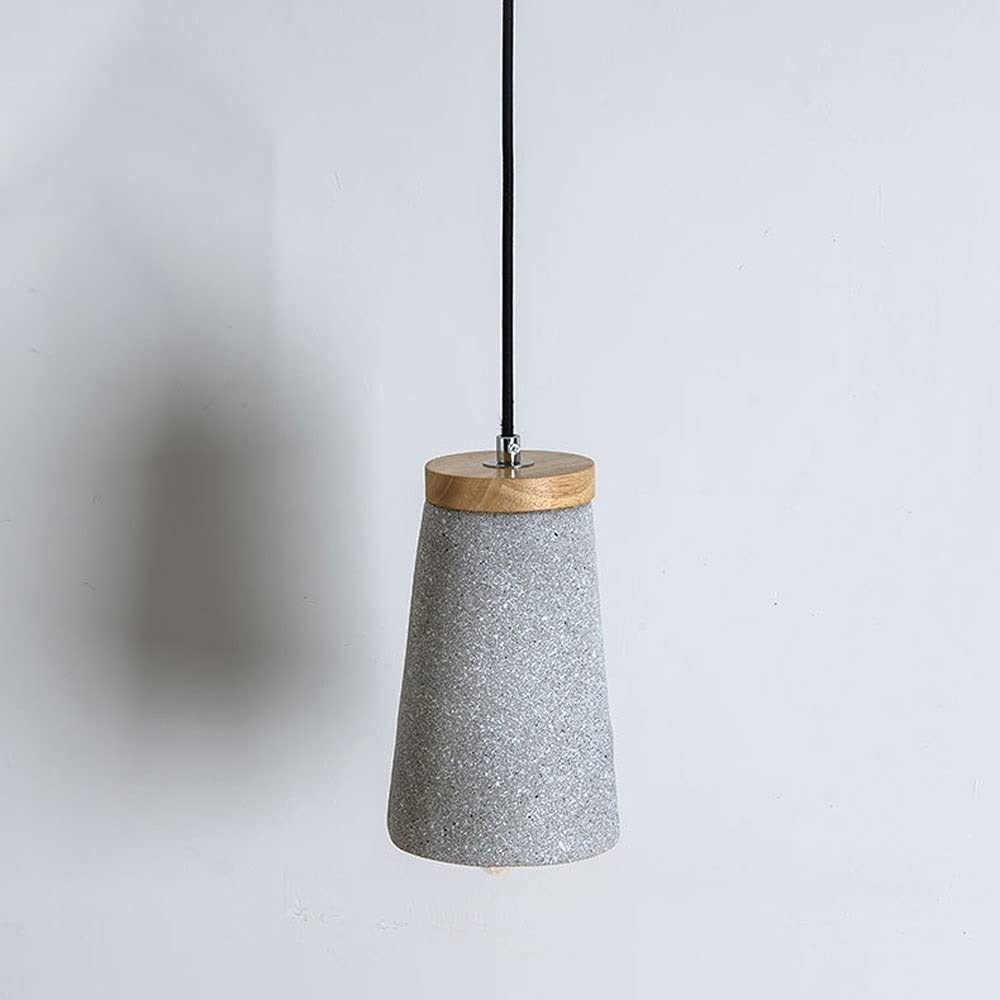 LYMSXAZOU Cement Pendant Light Modern Hanging Lamp Wood Accent Industrial Small Chandeliers Ceiling Lights for Dining Room Kitchen Island Bedroom Cafe Bar