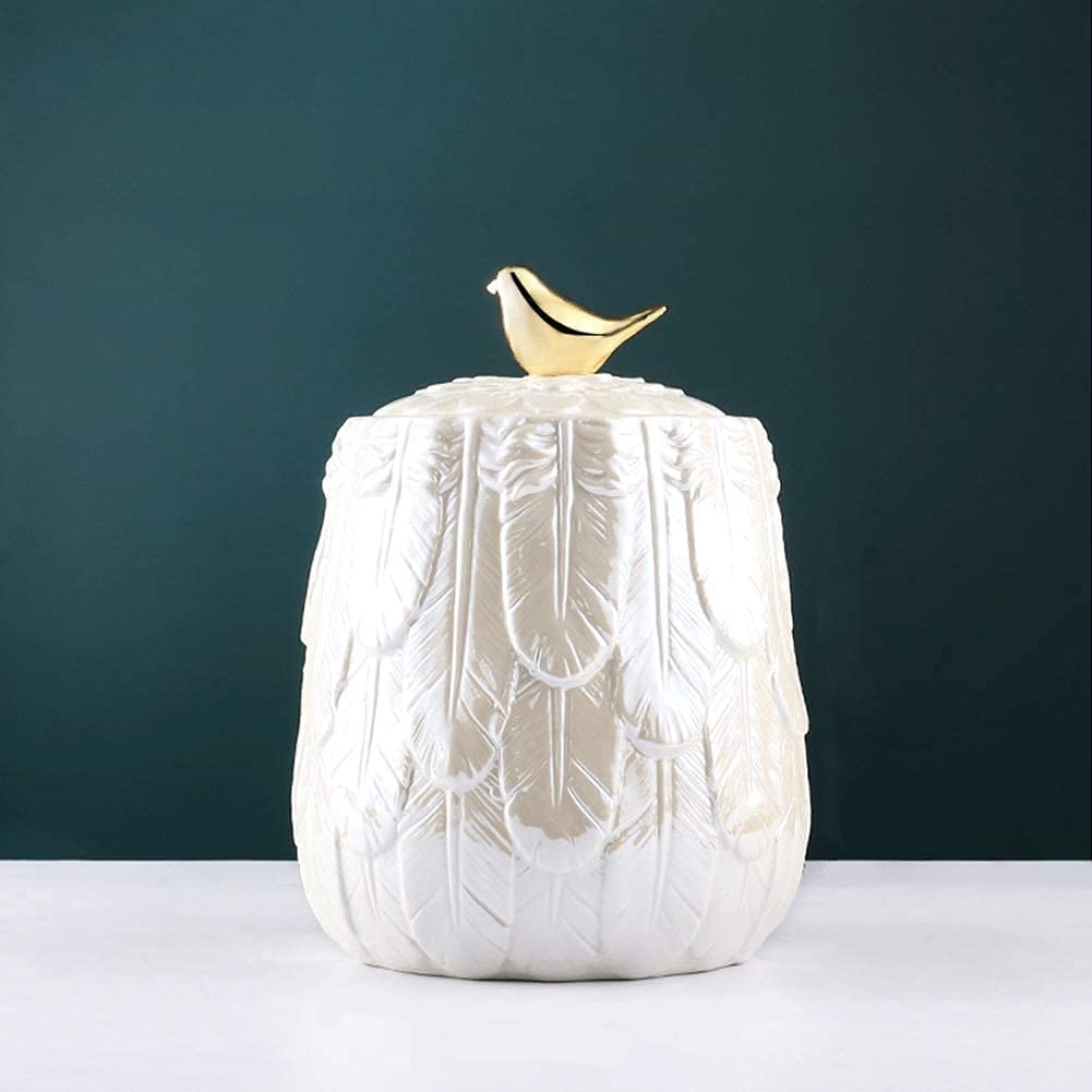 EIERFSKIOT urn vase cremation Urn for Human Ashes Pet Cremation Urns Human Small Memorial Urns Light Nordic Style Sealed Ceramic Memorial Jar, Dog, Cat Pet Cremation Urn for Ashes Urns(Size:13 X 18cm)