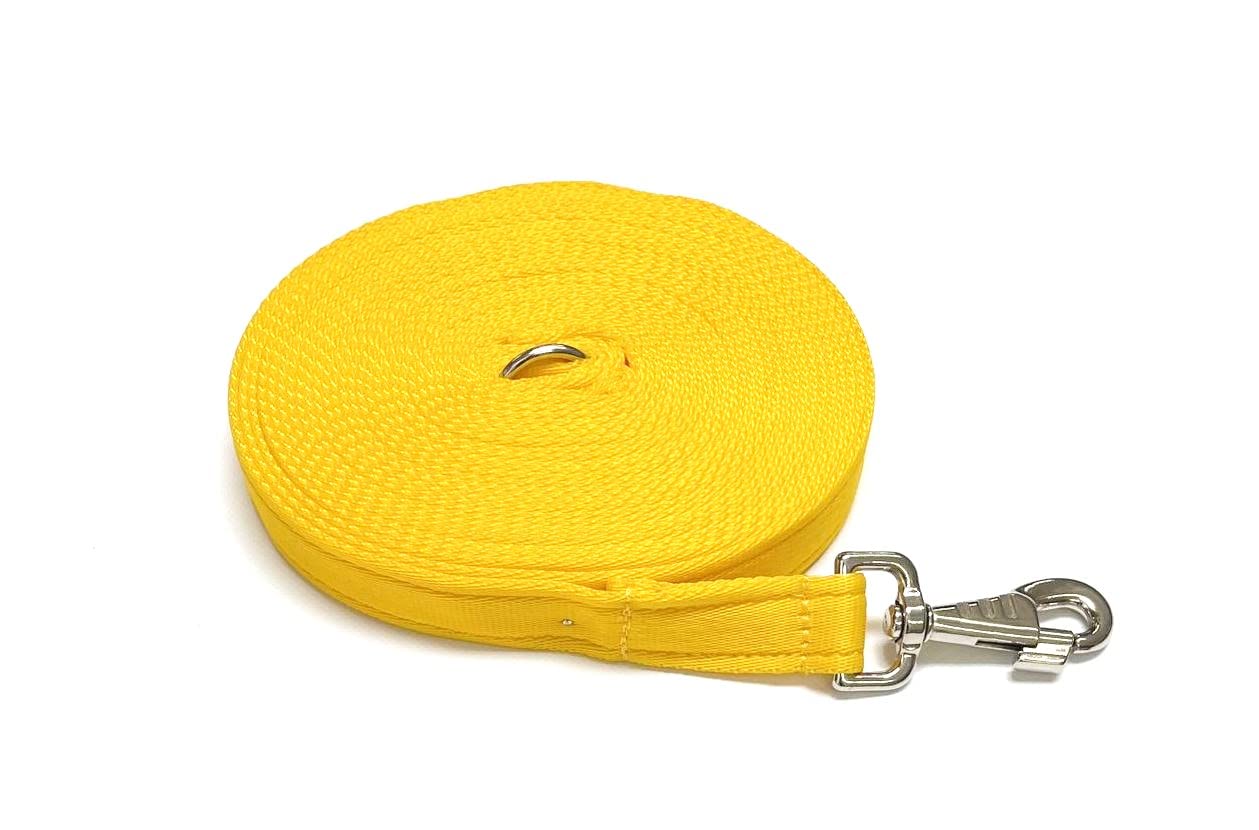 10ft 3m Horse Lunge Line Large Dog Training Lead Large 25mm Cushioned Webbing And Heavy Duty Fluted Trigger Clip In (Yellow) — image 1