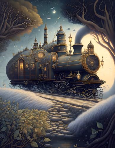 Toile murale Full Steam Ahead Train ELYRTHRIUMC sans cadre pour decoration salon 50 x 70 cm