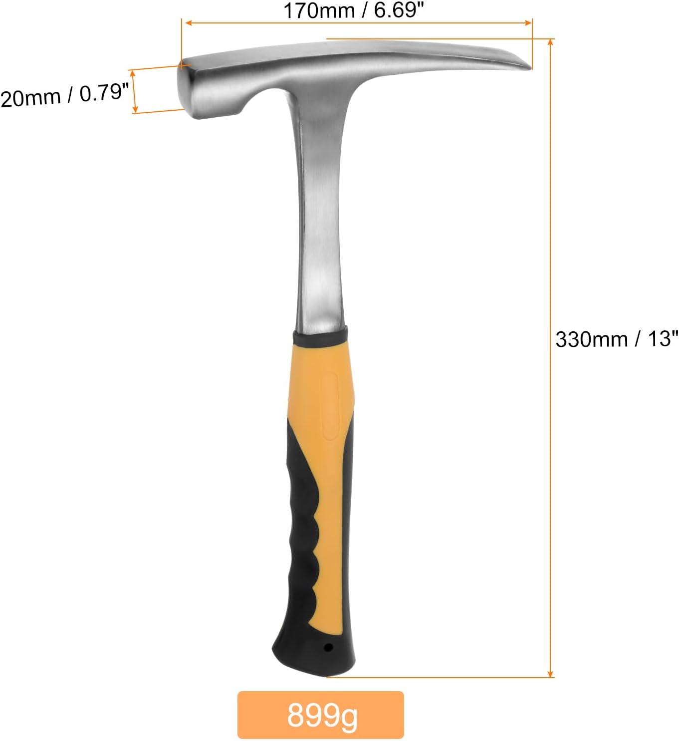 HARFINGTON Rock Hammer 32oz 13inch Flat Head Anti-Slip Shock-Proof Handle Geology Hammer Brick Rock Pick Masonry Hammers for Geological Study Exploration Mining Masonry, Yellow Black