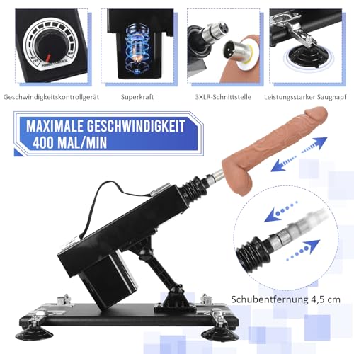 ANNGEOK Automatische Sexmaschine mit Dildo Zubehör für Mann und Frau, Fickmaschine 3 XLR-Stecker Liebesmaschine Sexspielzeug Maschinen (Aseu-003)