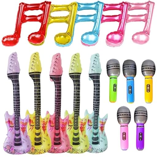 Embhlitfe Juego de instrumentos inflables de 15 piezas, guitarra inflable, micrófono inflable, notas inflables, guitarras de aire para inflar, accesorios de fiesta inflables para niños, adultos | Ya disponible en tu tienda friki favorita! En mundofriki.es! Embhlitfe Juego de instrumentos inflables de 15 piezas, guitarra inflable, micrófono inflable, notas inflables, guitarras de aire para inflar, accesorios de fiesta inflables para niños, adultos | Ya disponible en tu tienda friki favorita! En mundofriki.es!