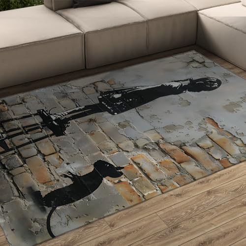 Tapis rat sur brique Banksy une ambiance loft rétro à la maison