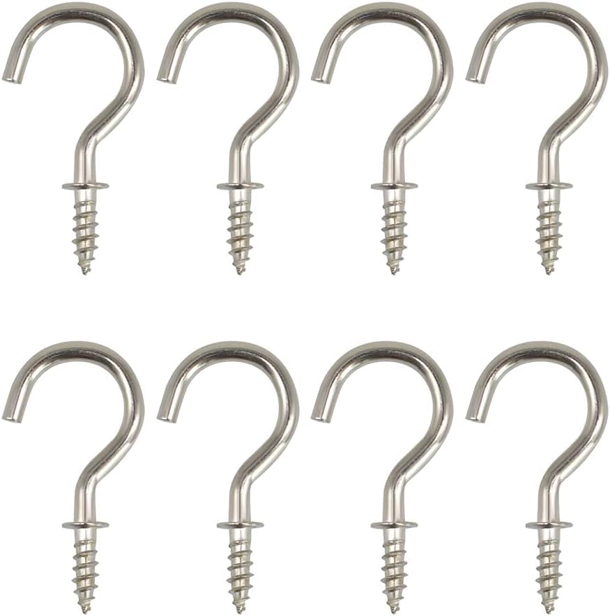 40 pcs screw hooks, 1.25 inch black metal heavy duty for hanging cups, wood wall ceiling, plants indoor outdoor, utensils decor
