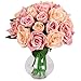 Produktbild Famibay Künstliche Blumen Rosen Kunstblumen Champagner 2PC Seidenblumen Strauß 18 Köpfe Blumenstrauß Künstlich Brautstrauß Hochzeitsstrauß Braut Blumenarrangement für Haus Garten Vase Hochzeit