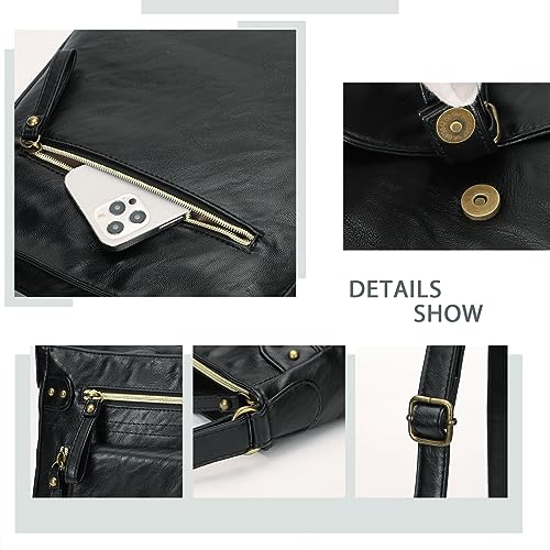 Image of KL928 Women's Crossbody Purse Bags Medium PU Leather Multi-Pocket Handbag | Medium size, multiple pockets, compartments, adjustable strap, zipper, fits 7.9 inch iPad, phone, wallet, shop, work, travel